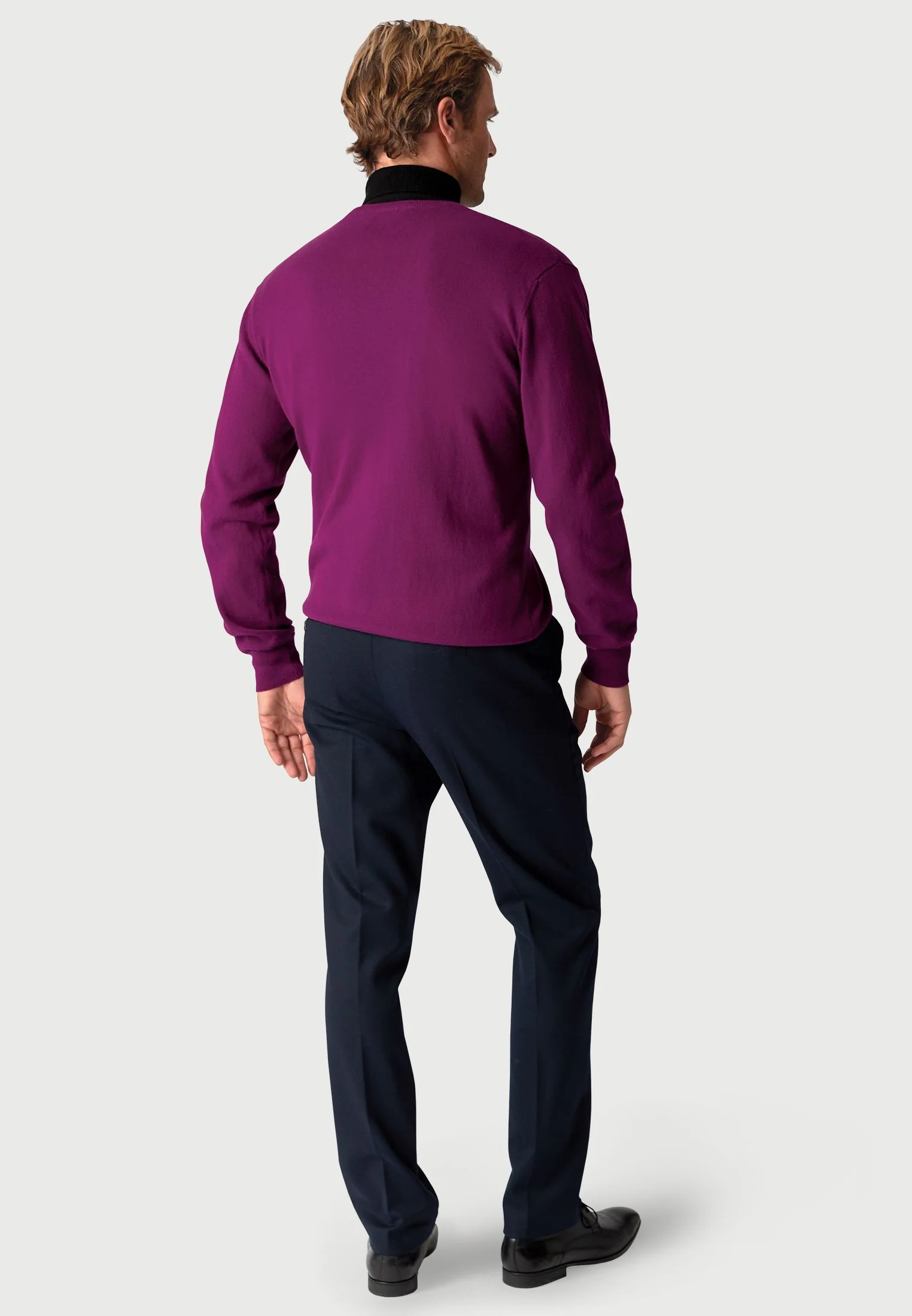 Devon Plum Cotton Merino Crew Neck Jumper - Image 3