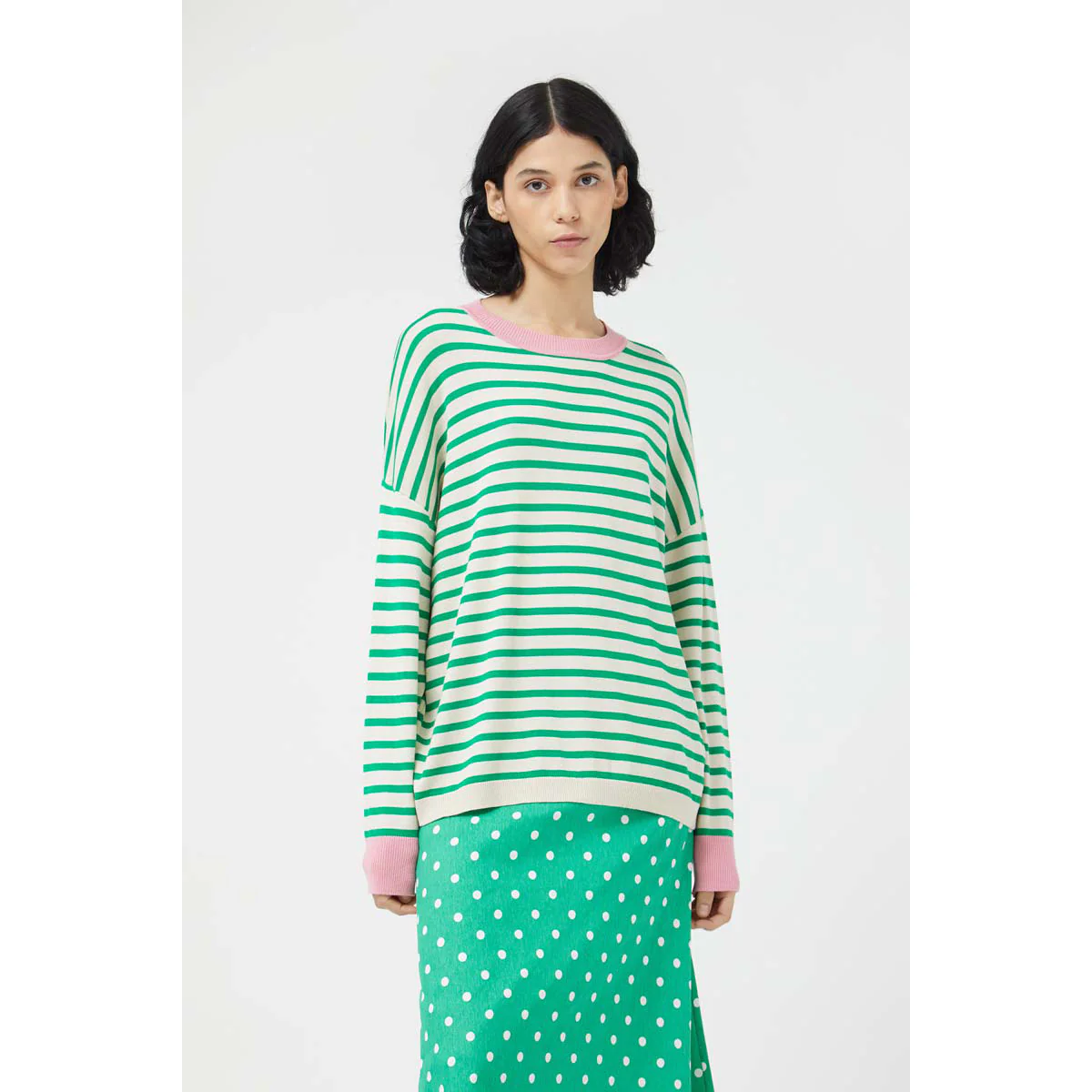 Oversized Green Striped Sweater