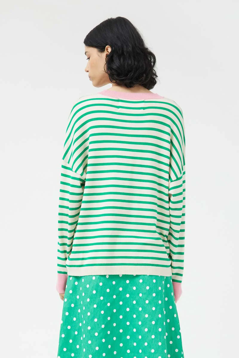 Oversized Green Striped Sweater - Image 2