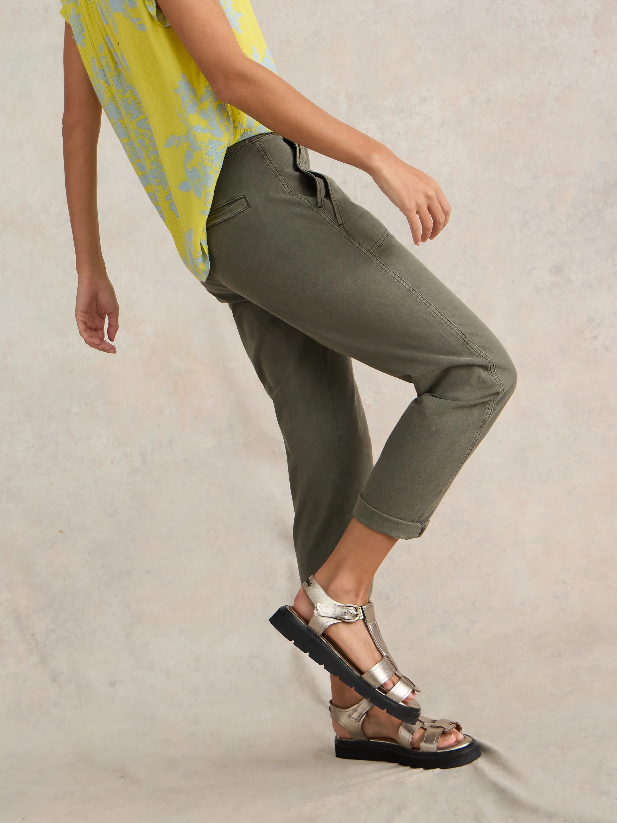 Twister Chino Trouser in Khaki - Image 3