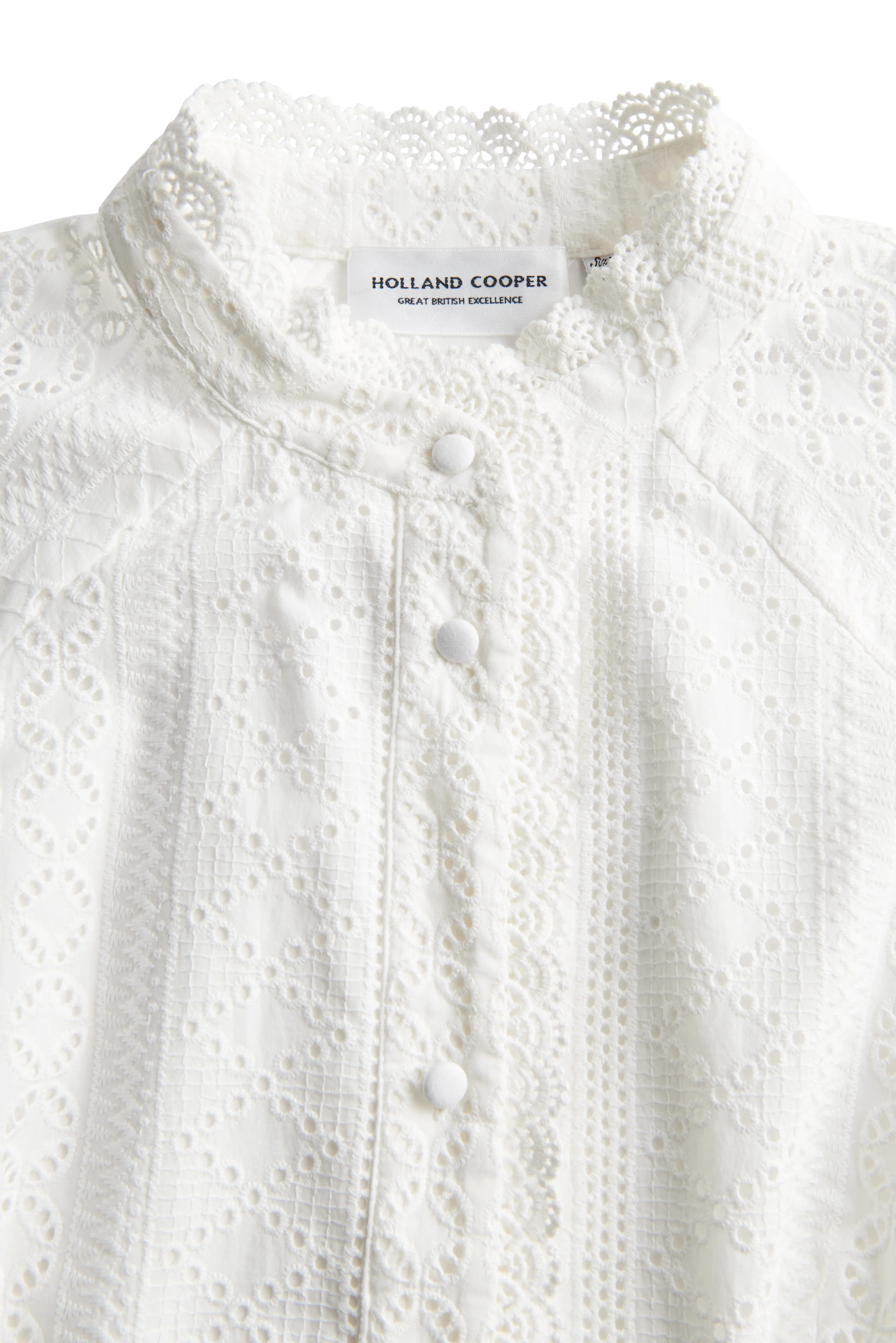 Aimee Collarless Broderie Dress - Image 4