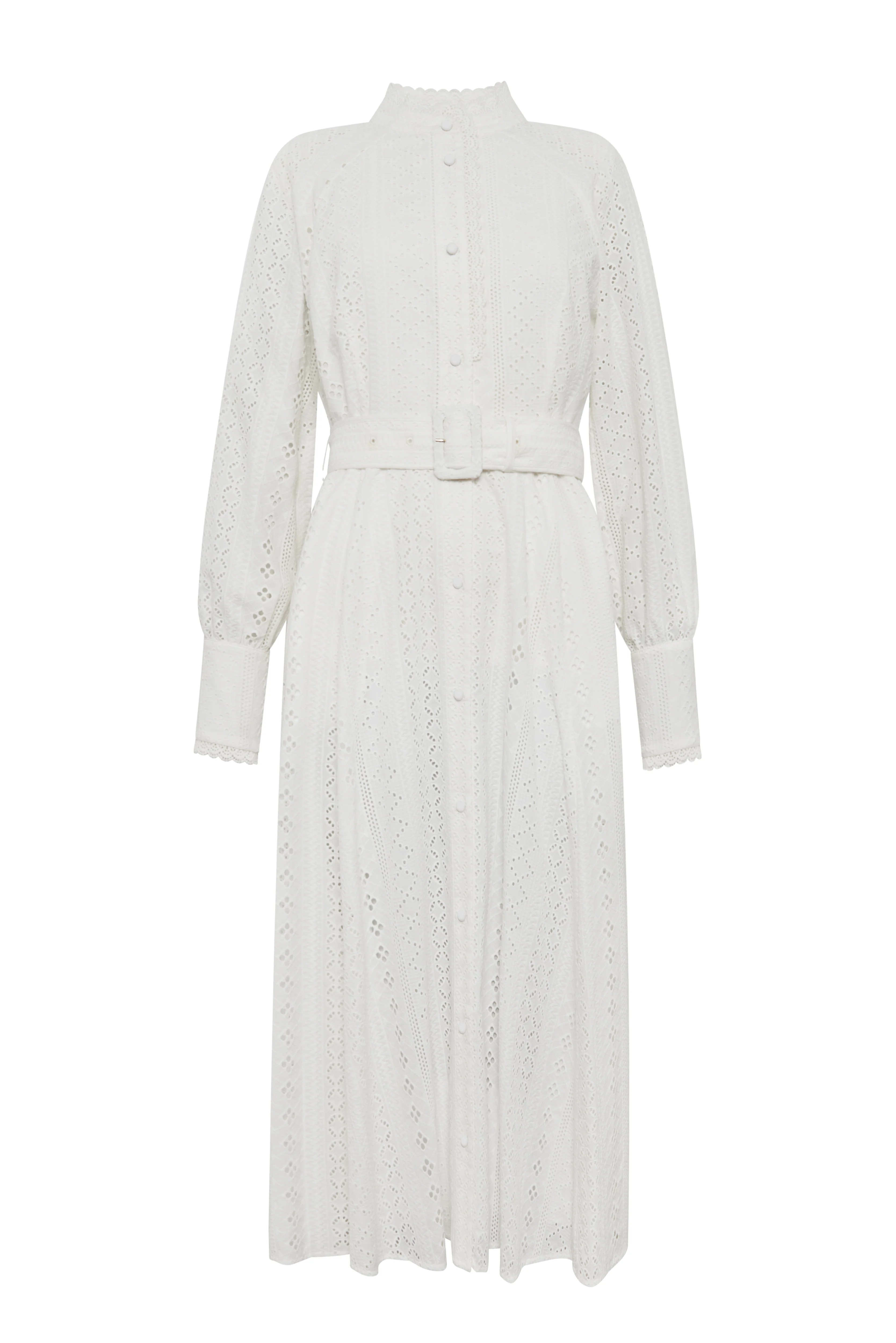 Aimee Collarless Broderie Dress - Image 8