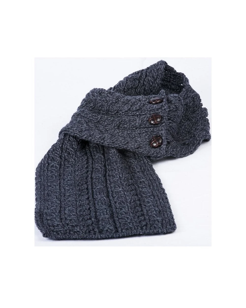 Ballina Aran Buttoned Loop Scarf - Image 4