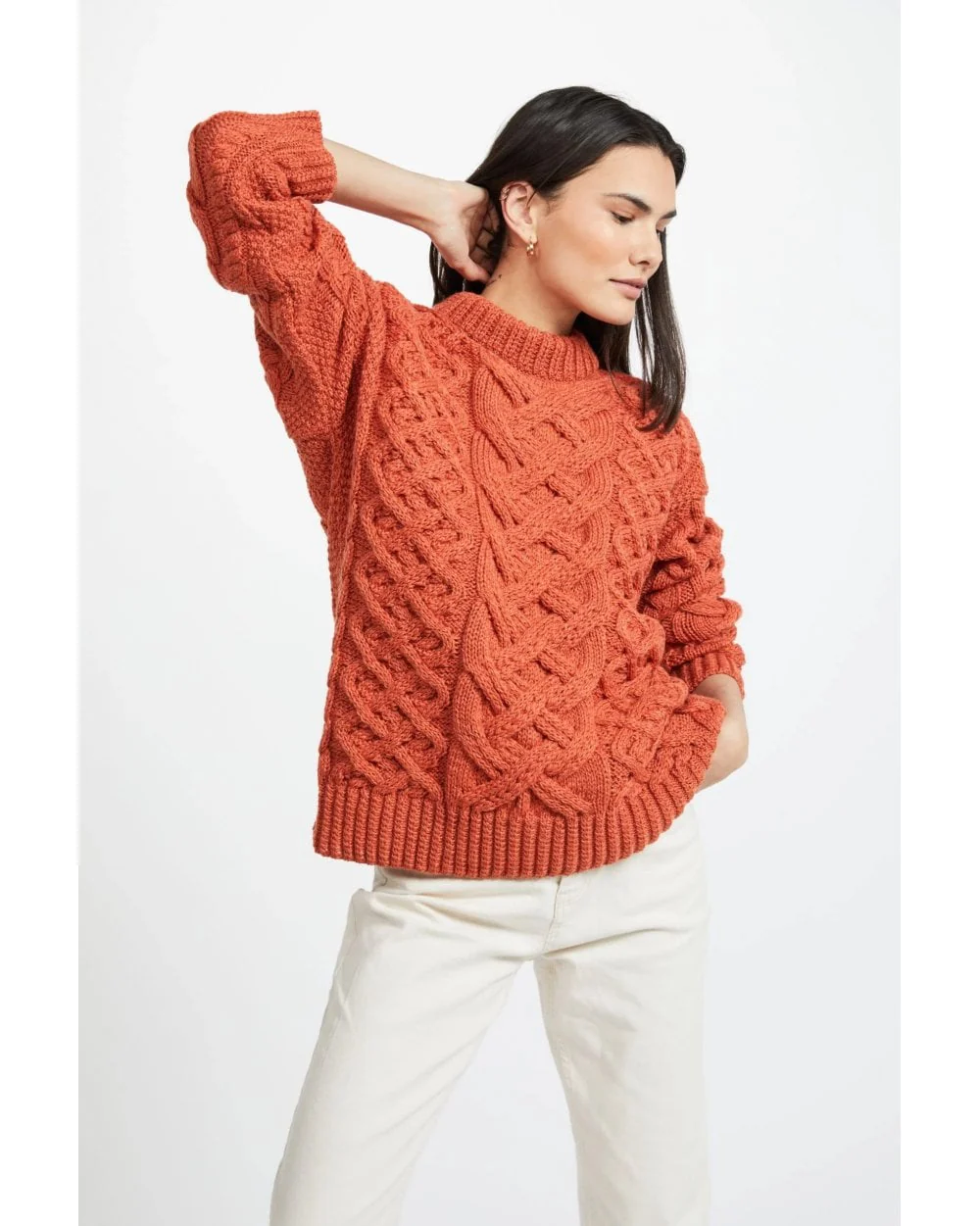 Dingle Ladies Aran Trellis Sweater - Image 3