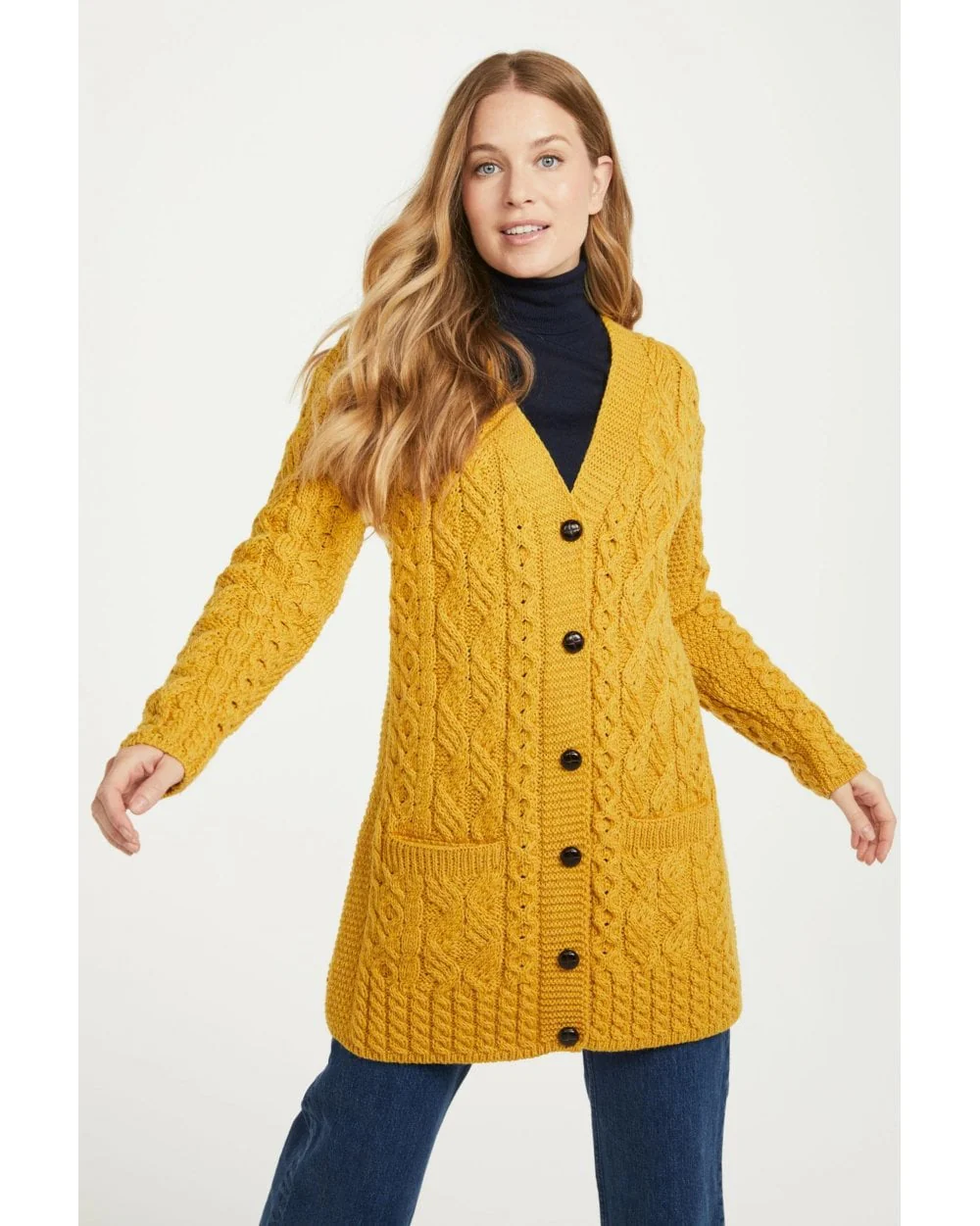 Glebe Aran Long Line Cardigan - Image 5