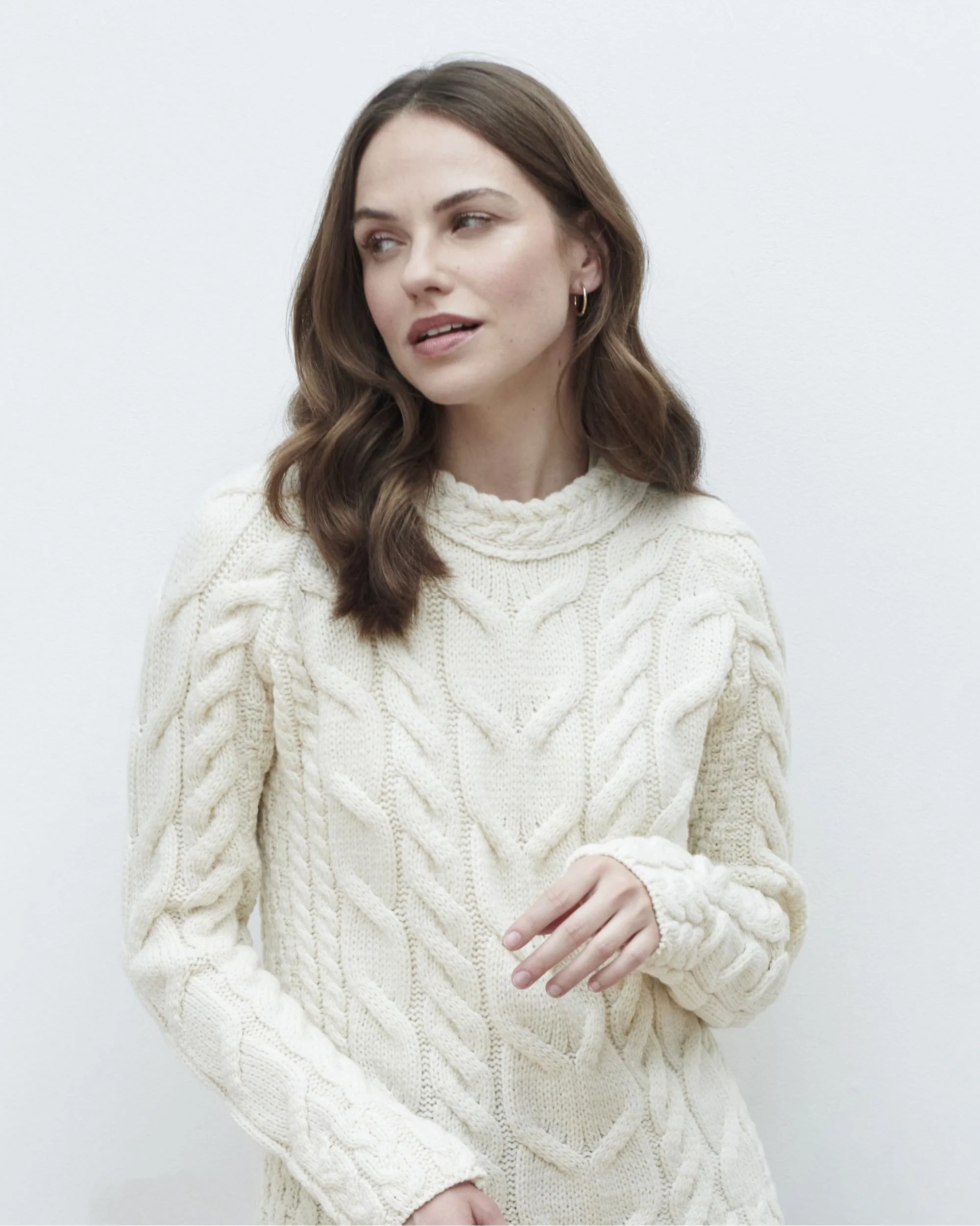 Listowel Ladies Aran Cabled Sweater - Image 6