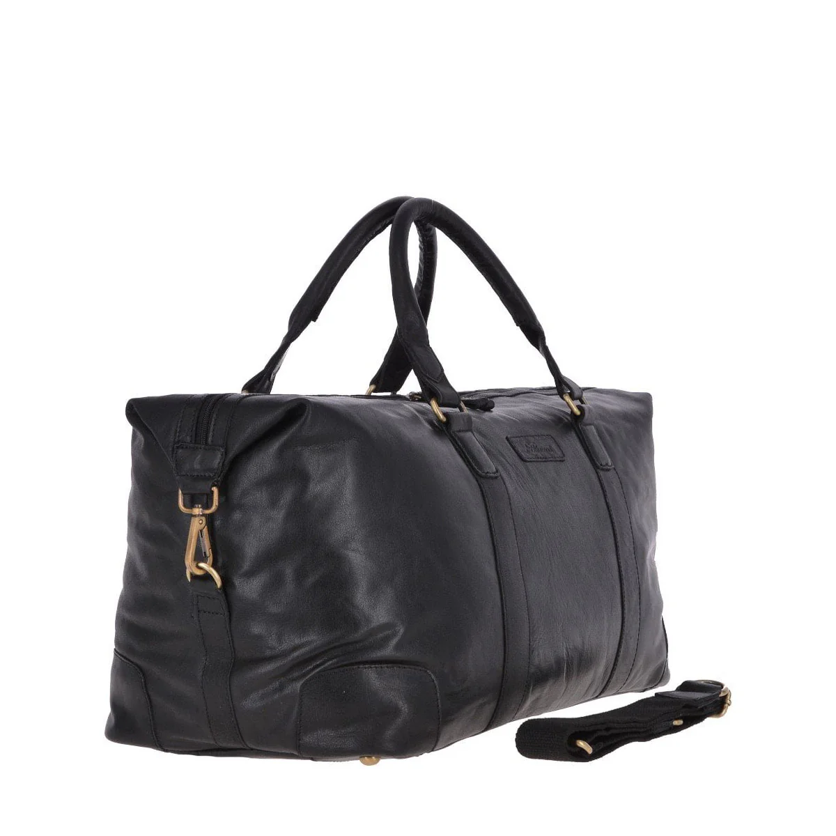Large Leather Vintage Holdall Black: G-36 - Image 3