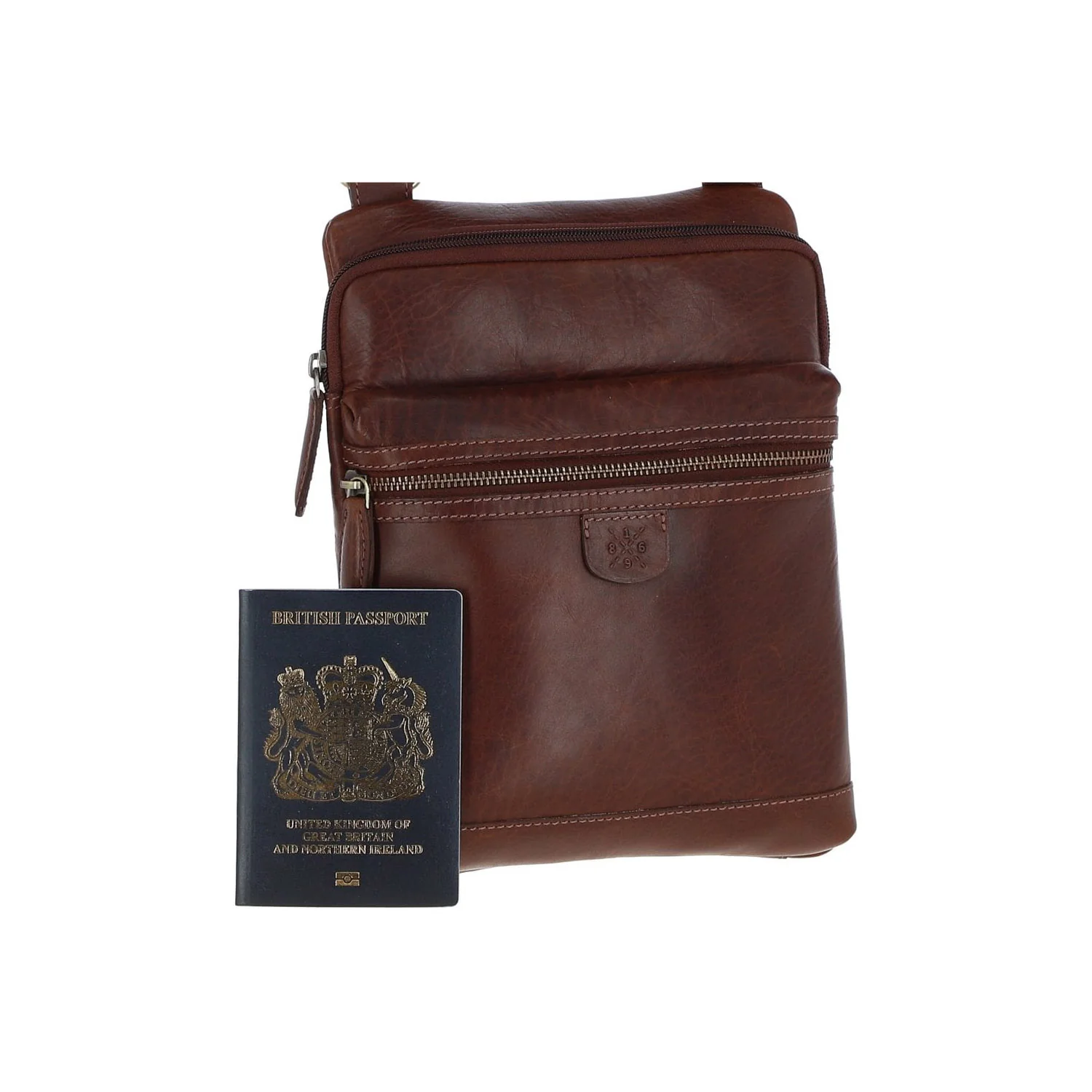 Leather Medium Flight Bag Chestnut Tan: T-71 - Image 2