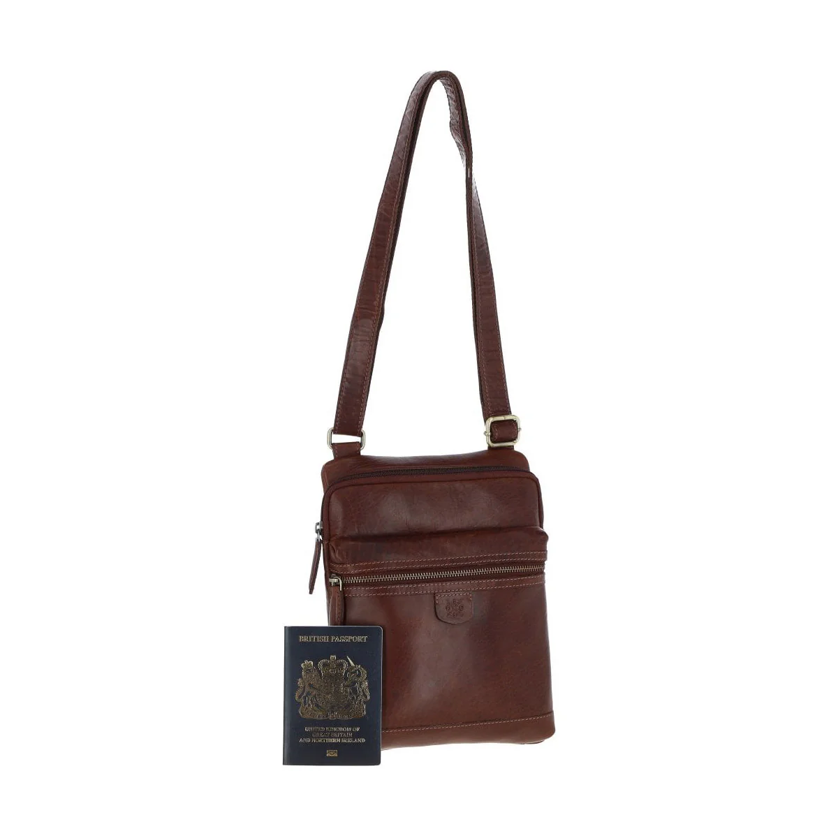 Leather Medium Flight Bag Chestnut Tan: T-71 - Image 7