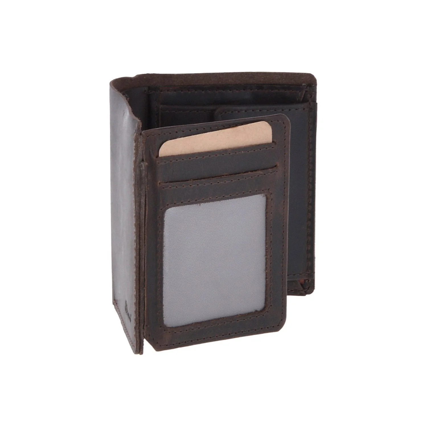 Leather Oily Hunter Bill Fold Card And Identification Wallet Brown : 1885 - Image 4