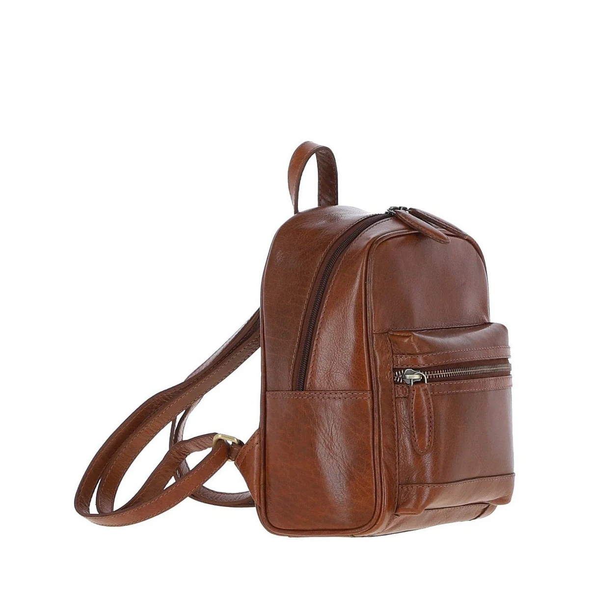 Small Leather Backpack Chestnut: T-87 - Image 2