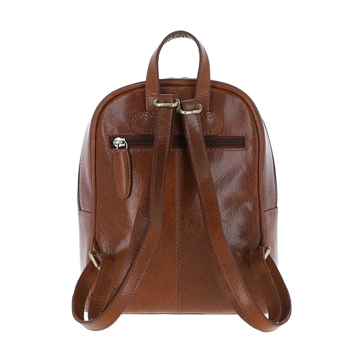 Small Leather Backpack Chestnut: T-87 - Image 3