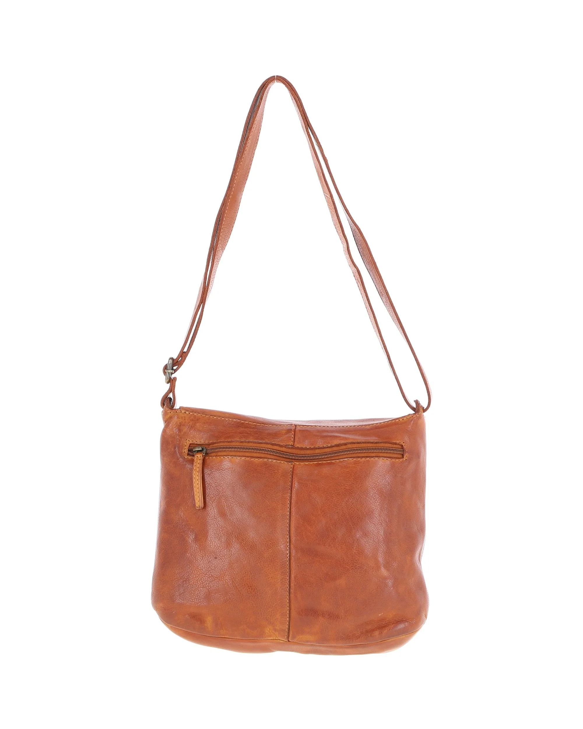Tablet Friendly Medium Vintage Leather Bag Tan: D-91 - Image 3
