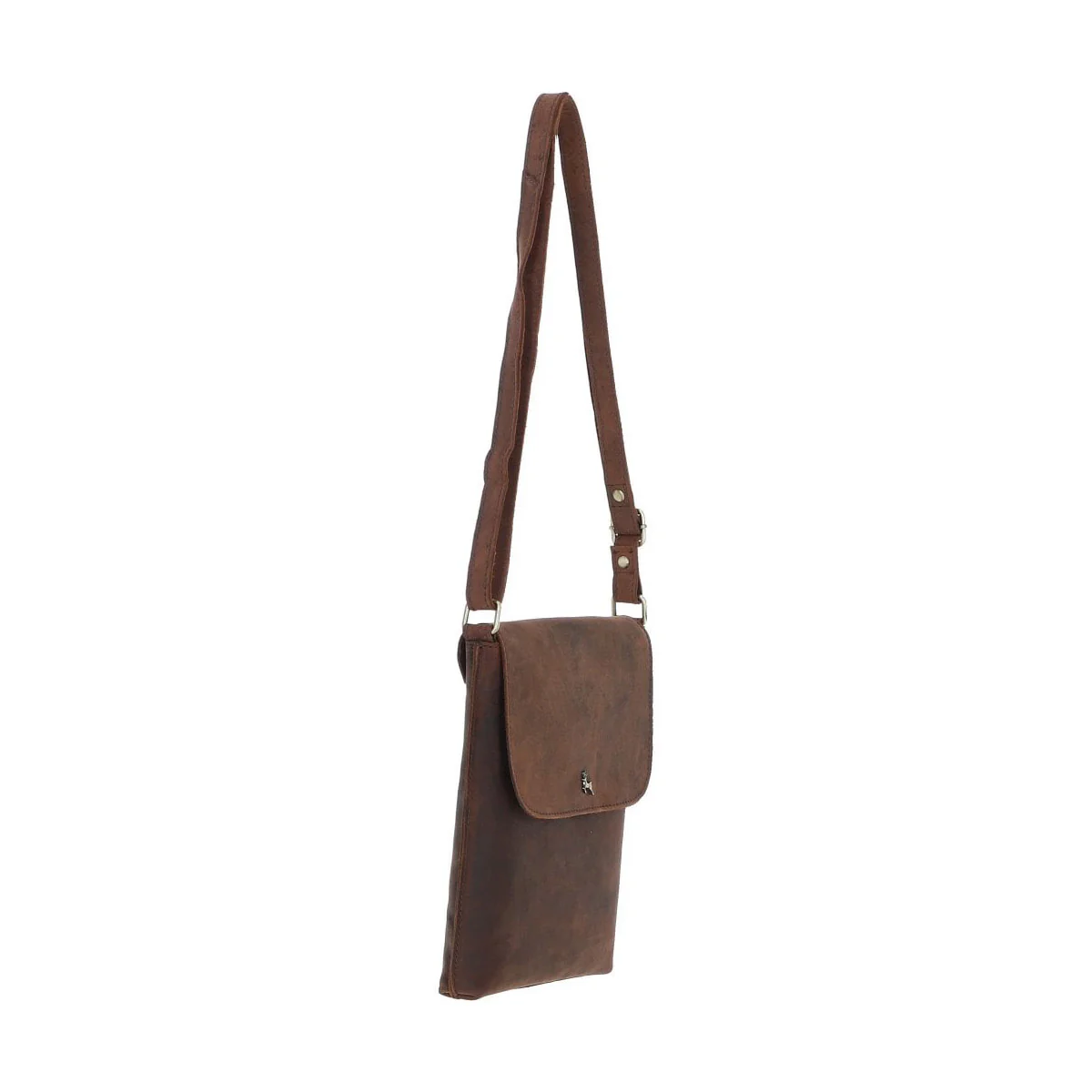 Womens Flap Over Leather Cross Body Bag Mud/brown: Ela 1495 - Image 2