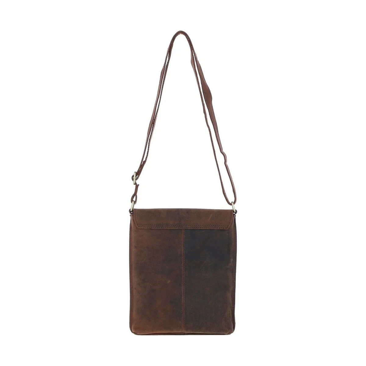 Womens Flap Over Leather Cross Body Bag Mud/brown: Ela 1495 - Image 3