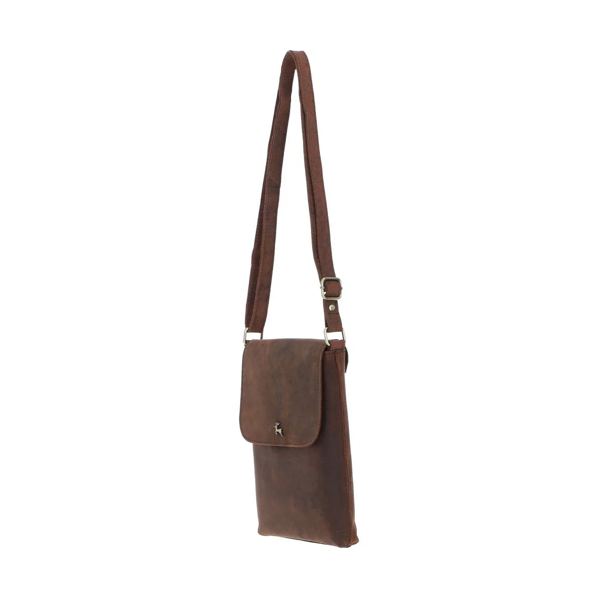 Womens Flap Over Leather Cross Body Bag Mud/brown: Ela 1495 - Image 4