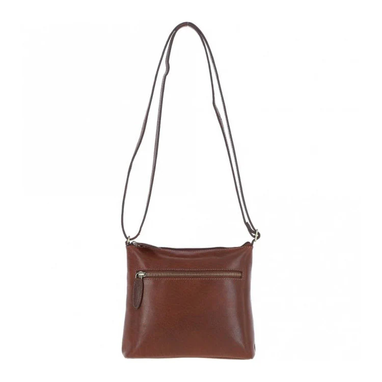 Zip Top Leather Crossbody Bag Chestnut: T-89 - Image 5