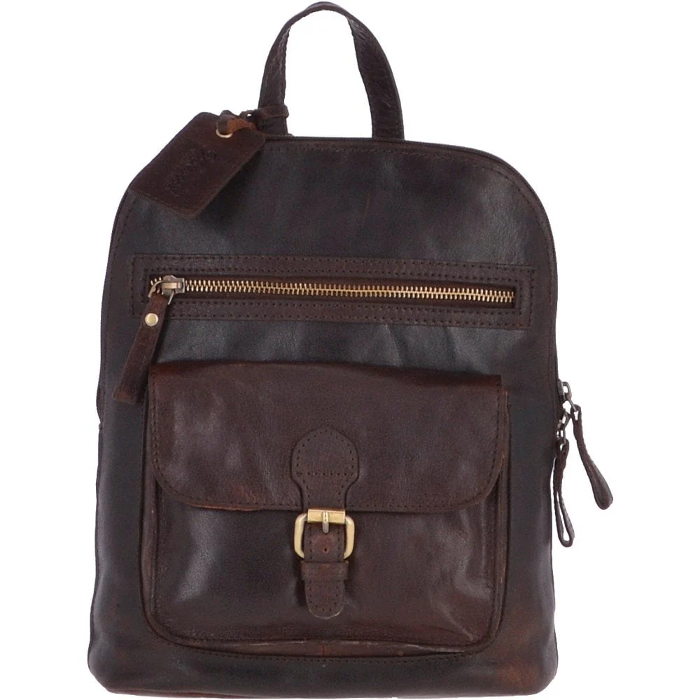 Small Vintage Leather Backpack Brandy – G25 - Image 3