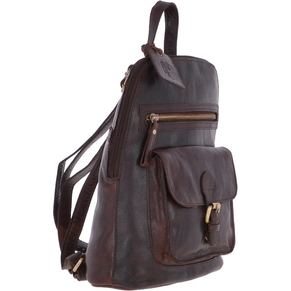 Small Vintage Leather Backpack Brandy – G25 - Image 6