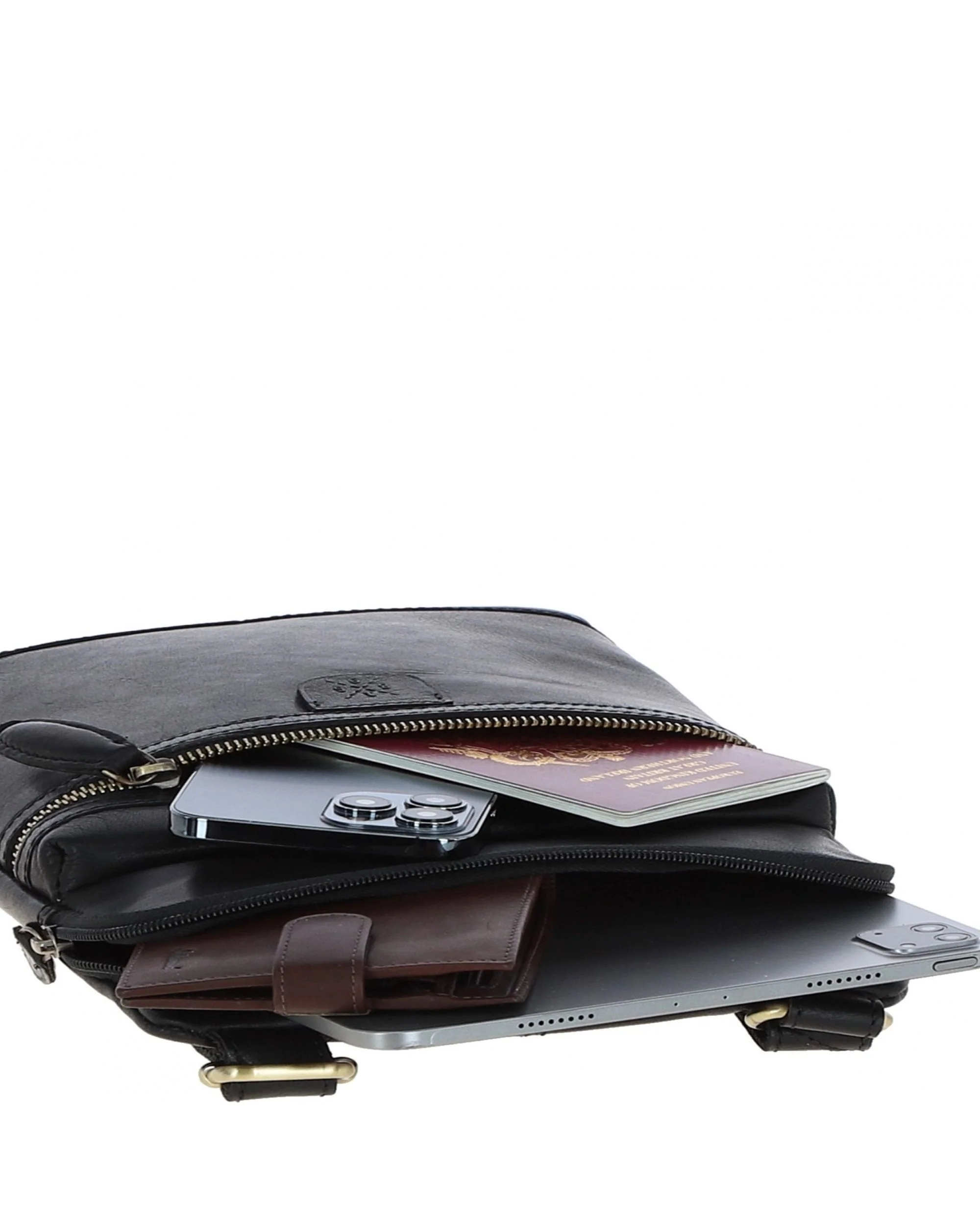 T-71 Leather Body Bag Black - Image 3