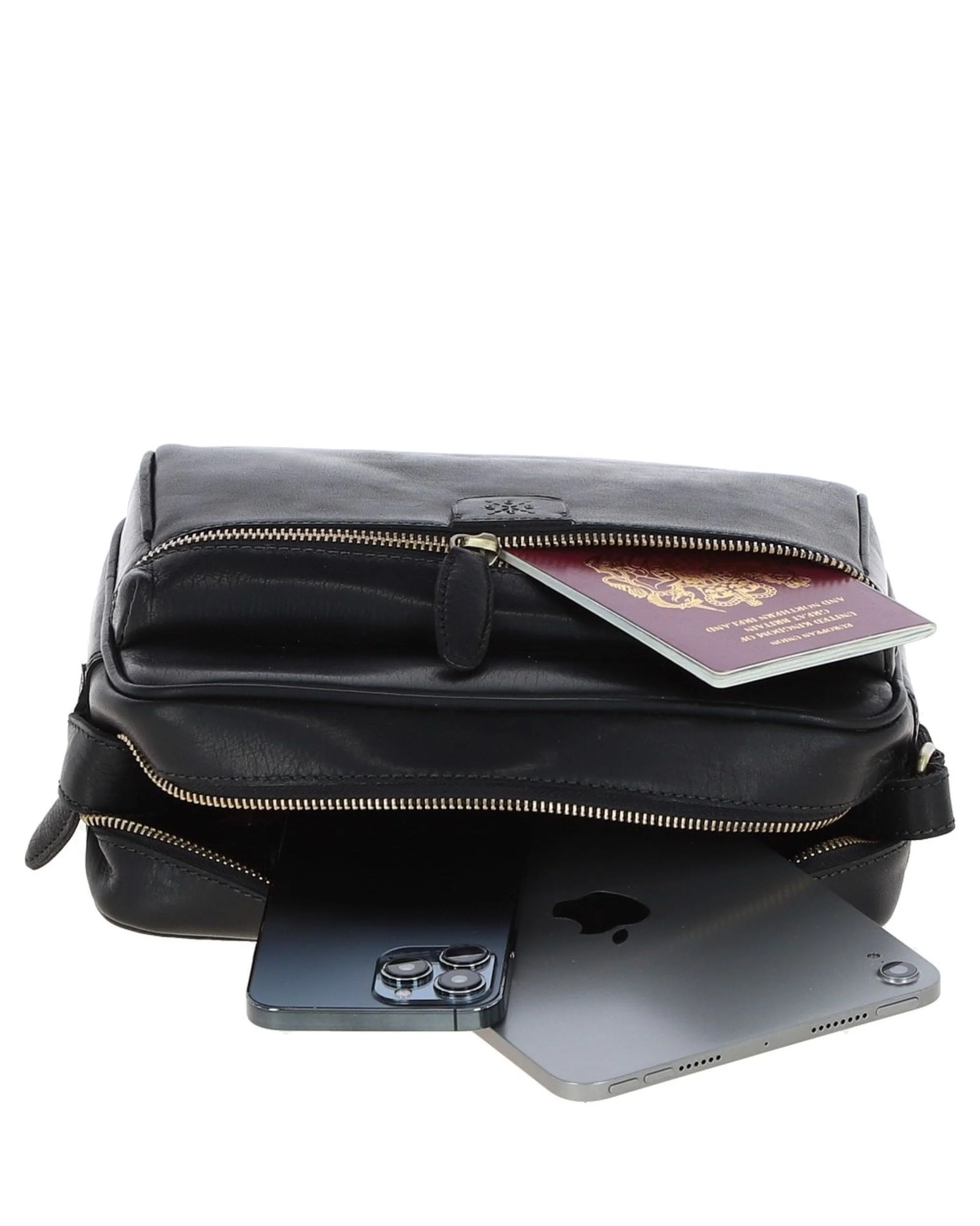 T-72 Leather Body Bag Black - Image 3