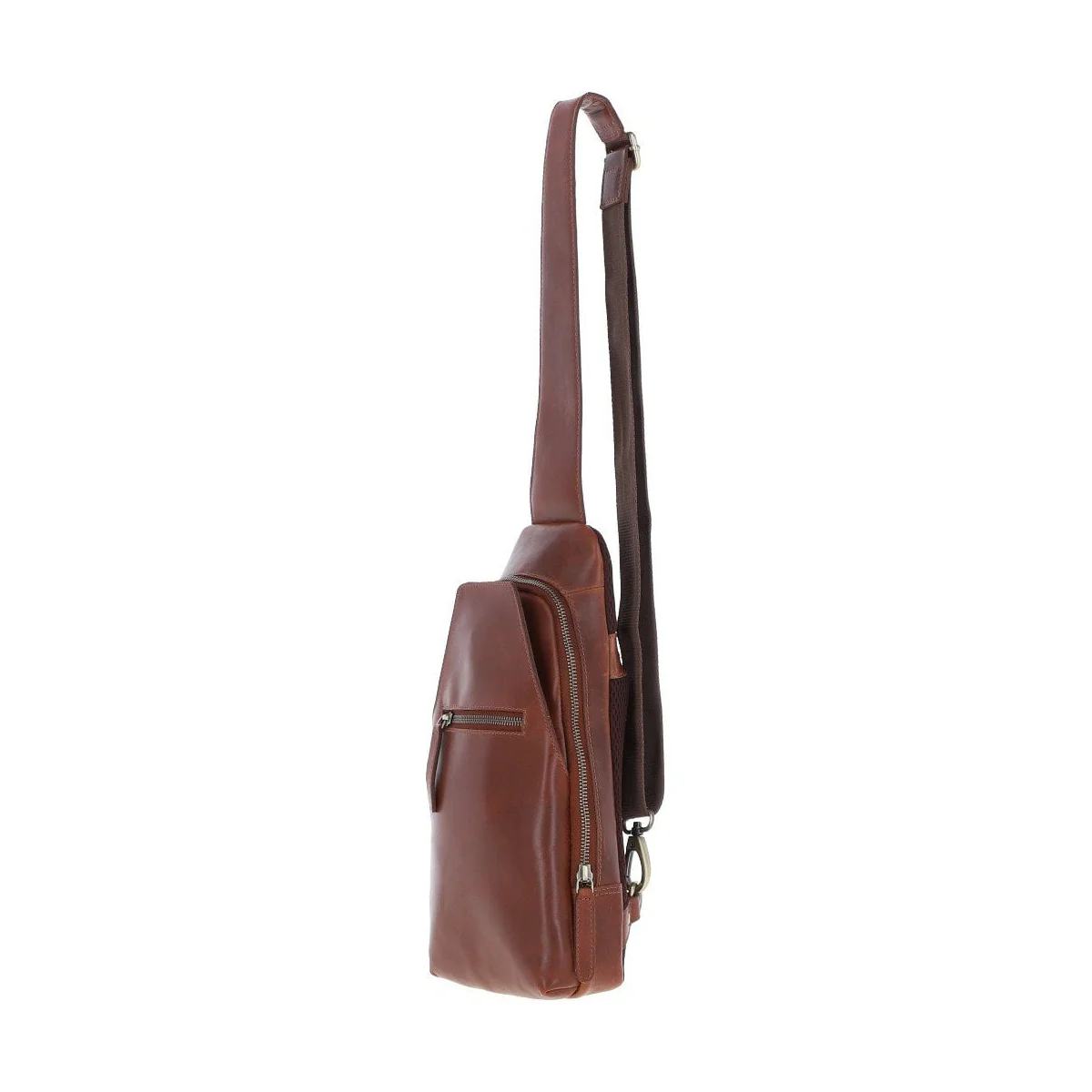 Three Pocket Leather Sling Bag Chestnut : K-43 - Image 3