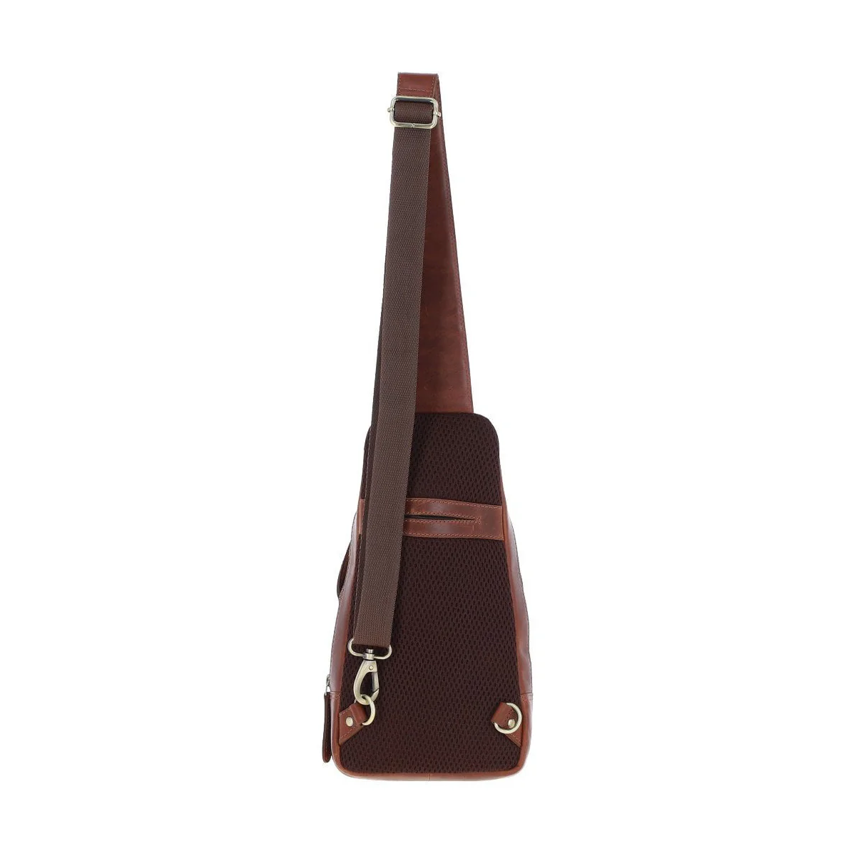 Three Pocket Leather Sling Bag Chestnut : K-43 - Image 4