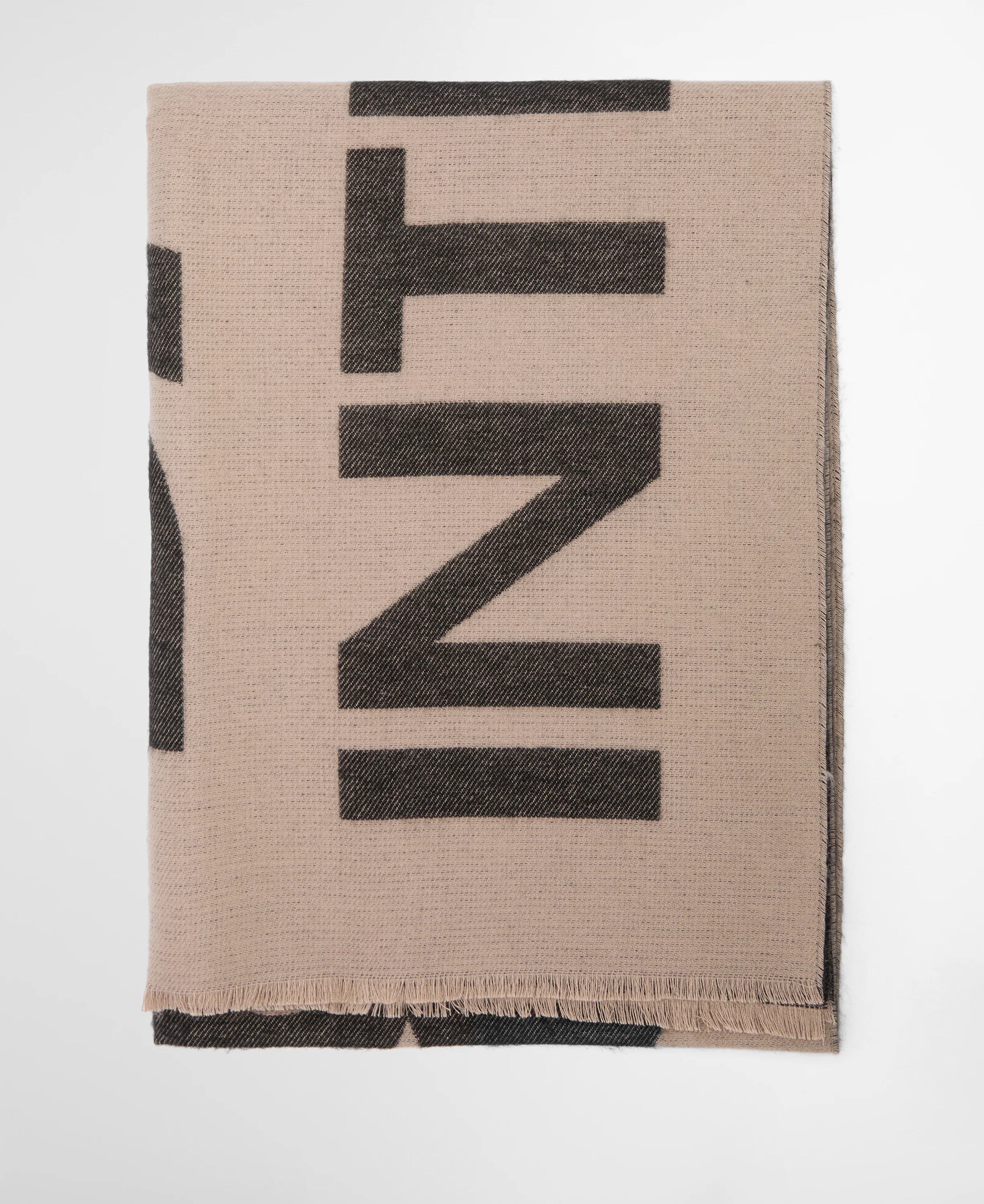 Milla Logo Scarf - Oat/Black - Image 4