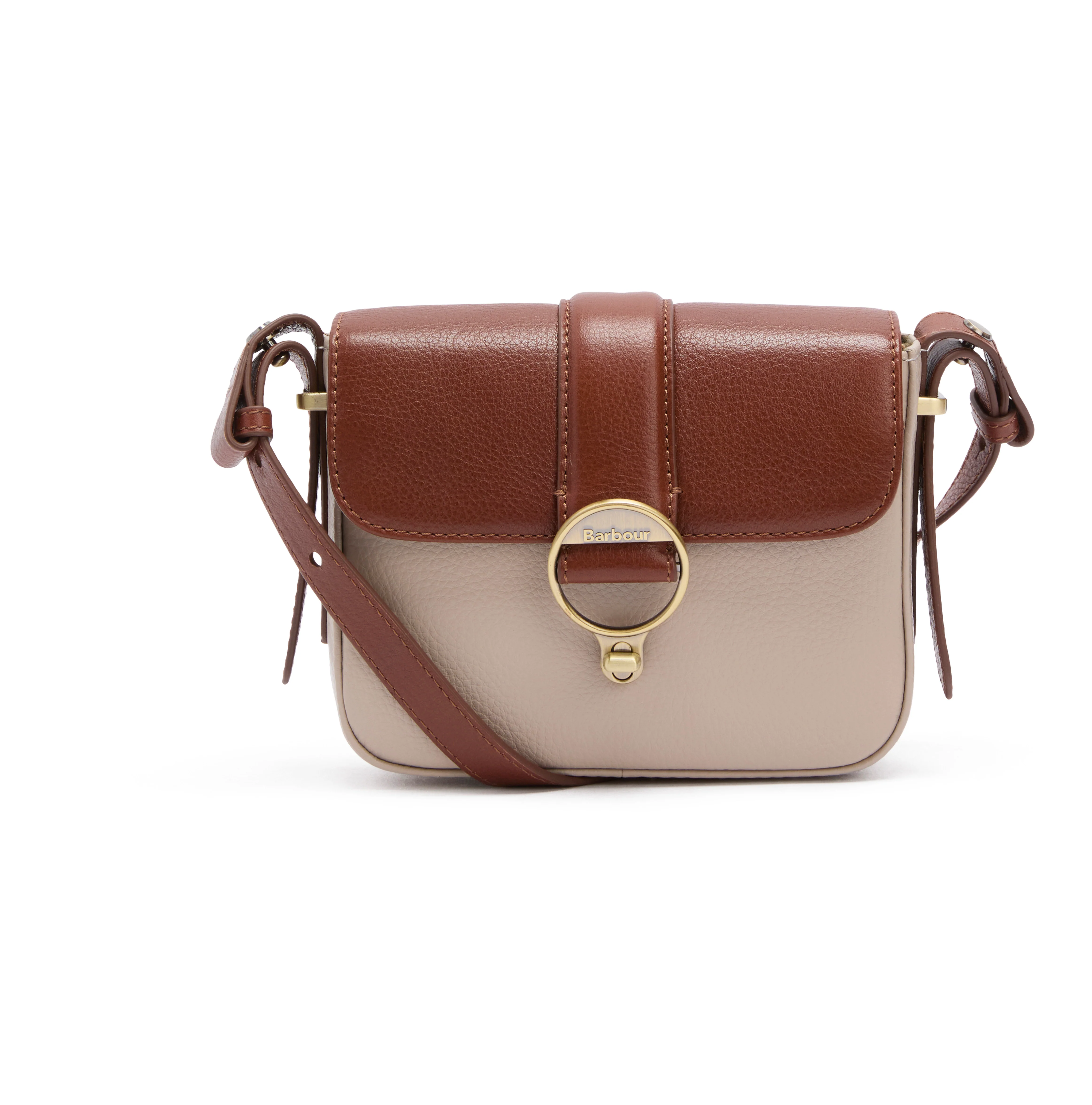Mini Rosa Leather Crossbody Bag - Pebbled Pink/Brown - Image 10