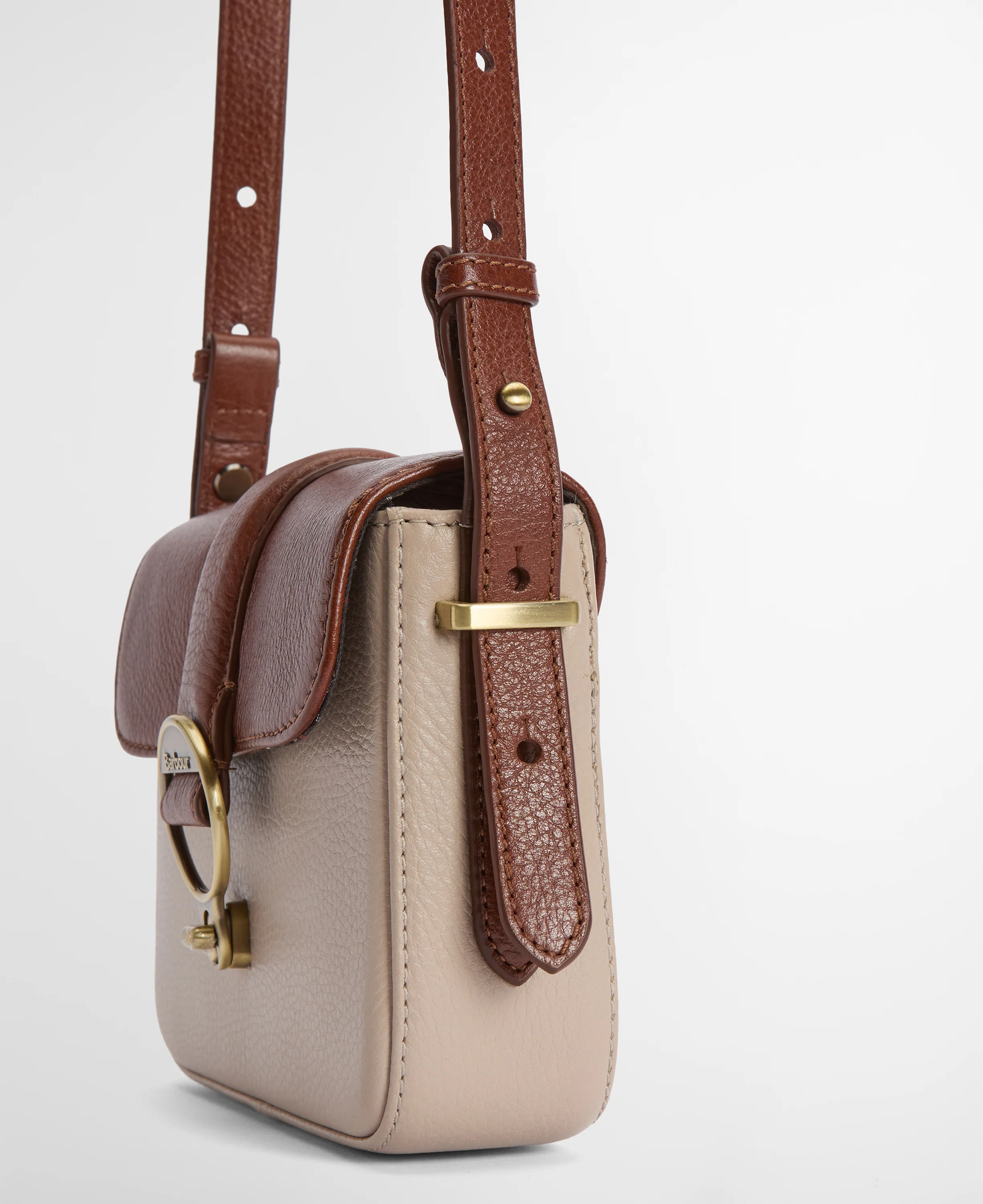 Mini Rosa Leather Crossbody Bag - Pebbled Pink/Brown - Image 3