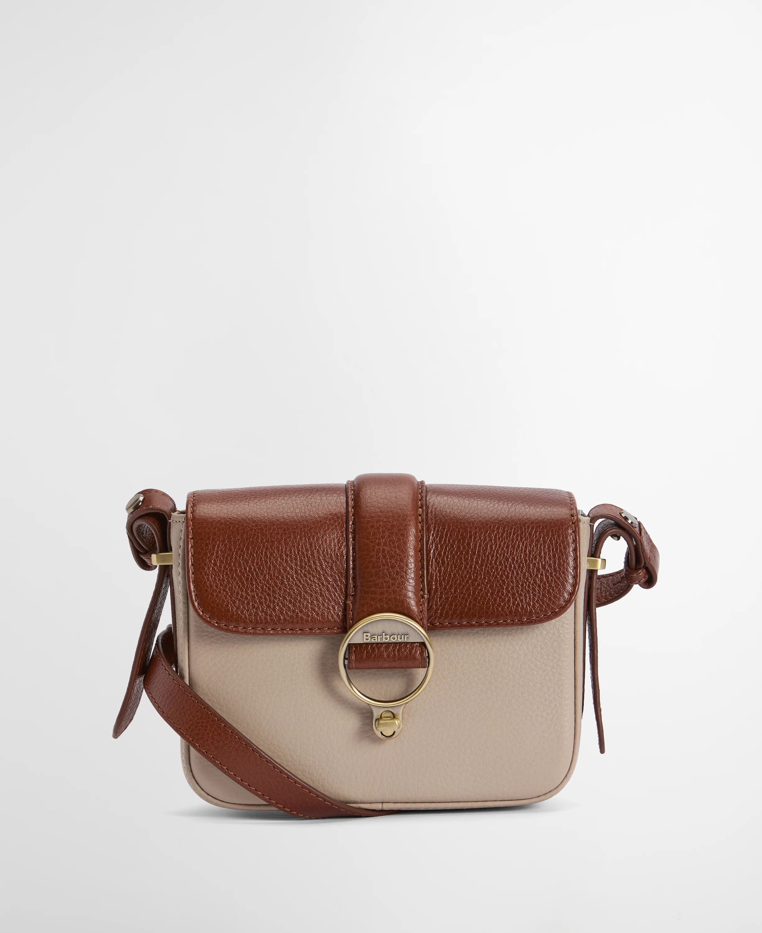 Mini Rosa Leather Crossbody Bag - Pebbled Pink/Brown - Image 7
