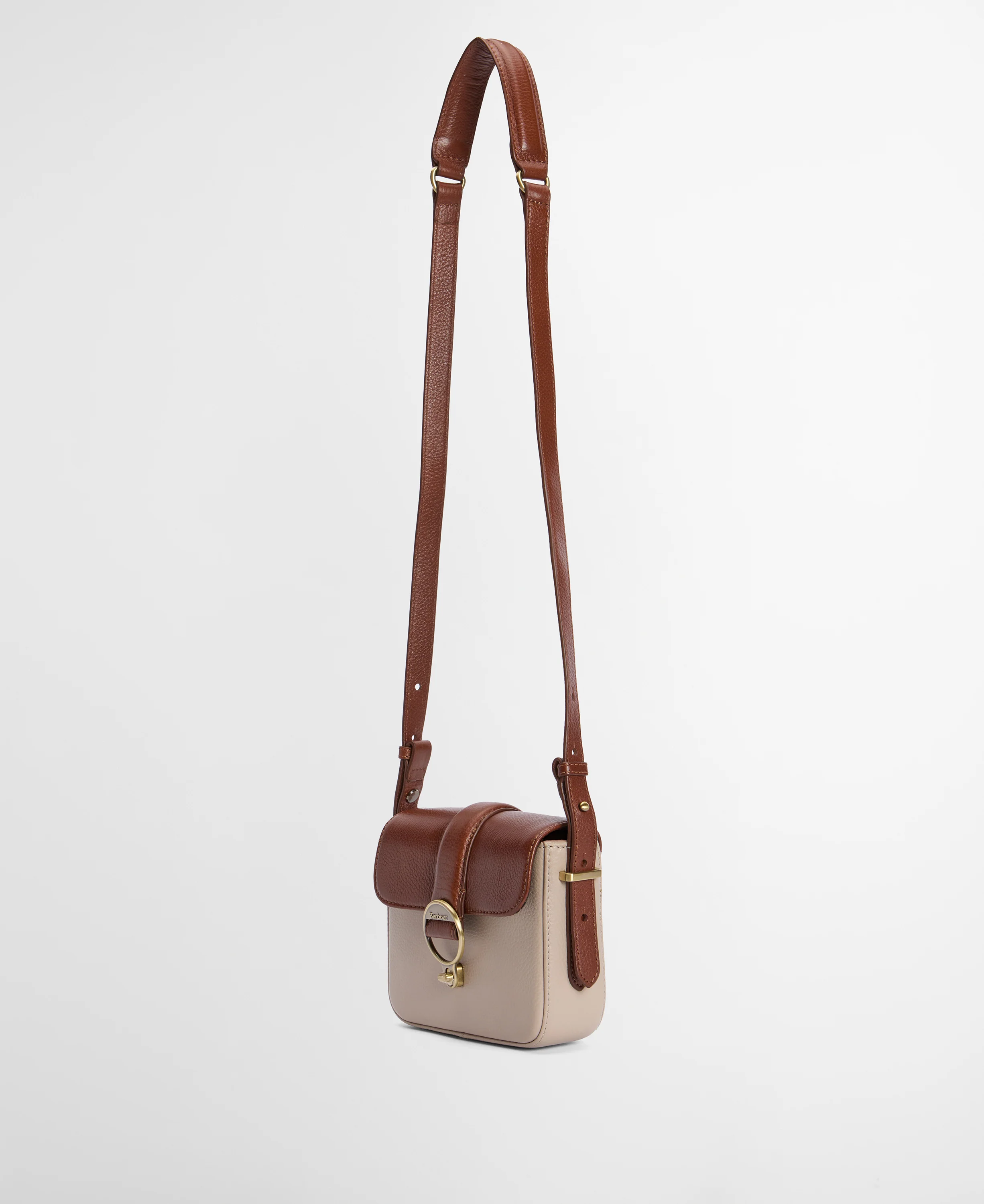 Mini Rosa Leather Crossbody Bag - Pebbled Pink/Brown - Image 9