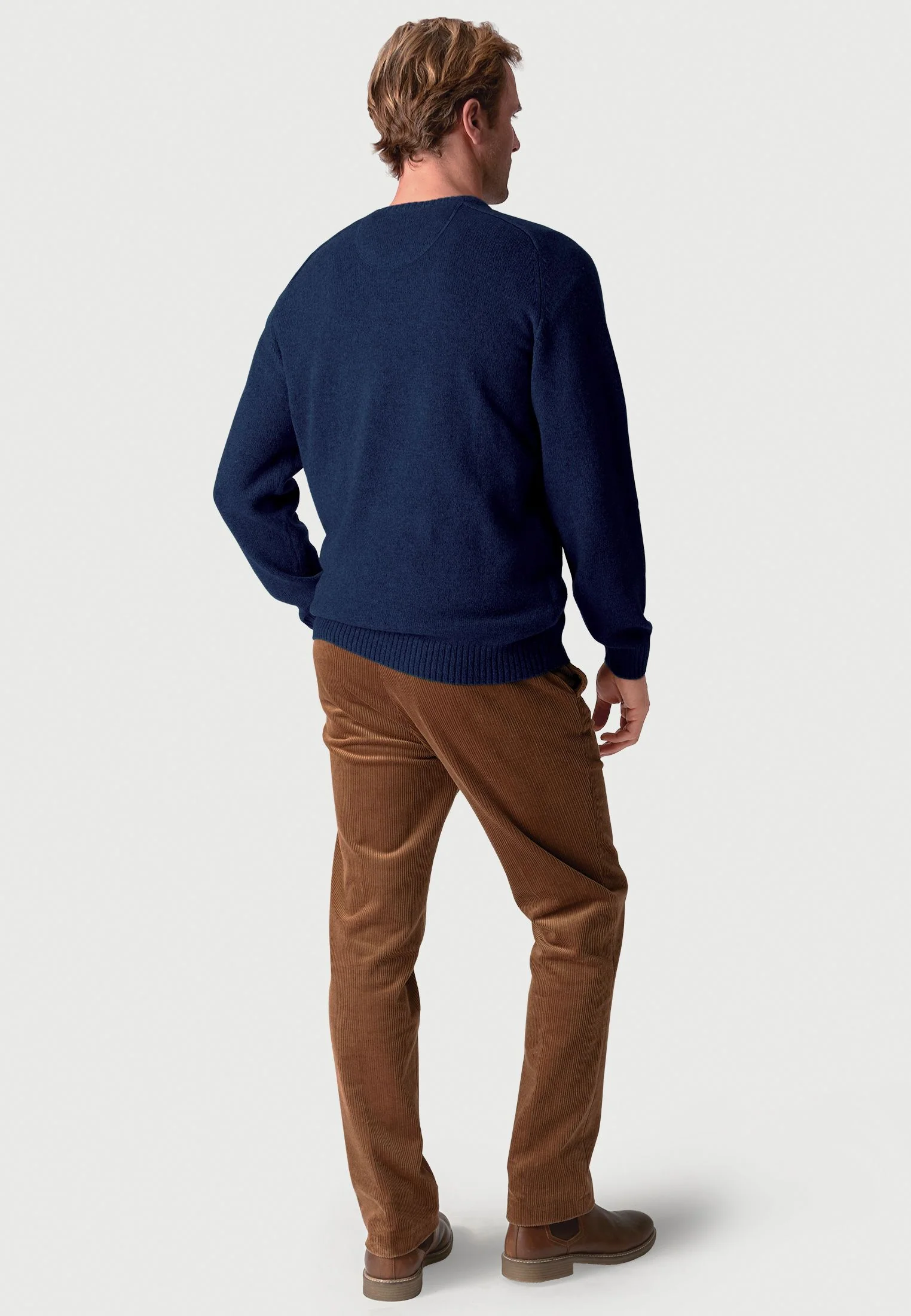 Barton Navy Lambswool V-Neck Jumper - Image 2