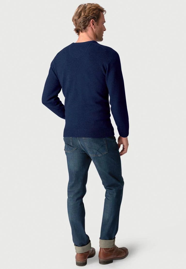Charlbury Navy Lambswool Crew Neck - Image 3
