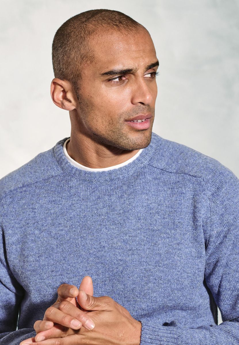 Charlbury Sky Blue Lambswool Crew Neck Jumper - Image 3