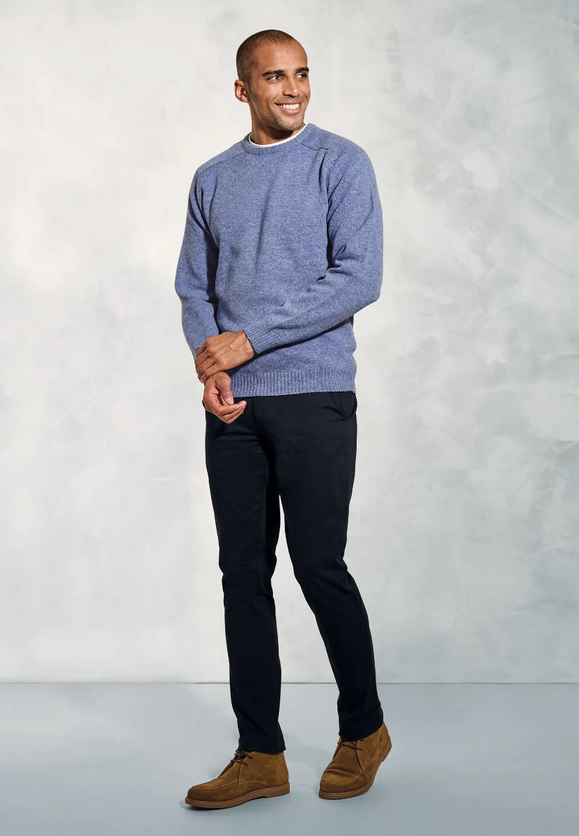 Charlbury Sky Blue Lambswool Crew Neck Jumper - Image 4
