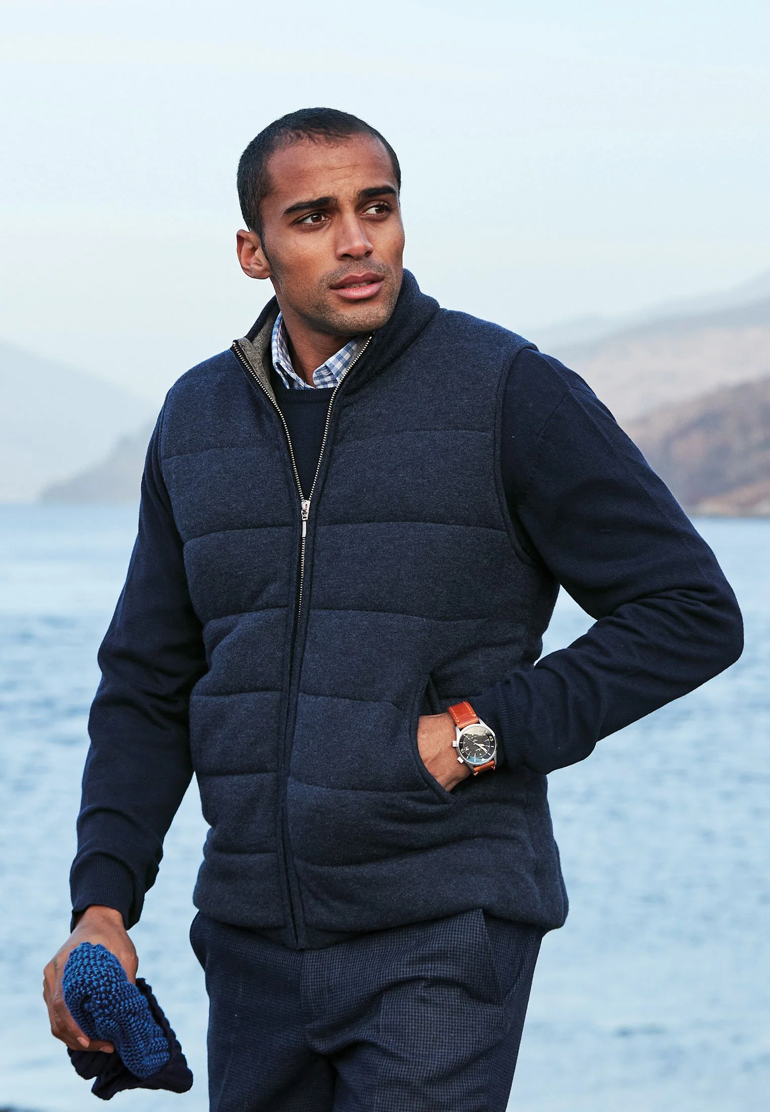 Devon Navy Cotton Merino Crew Neck Jumper - Image 2
