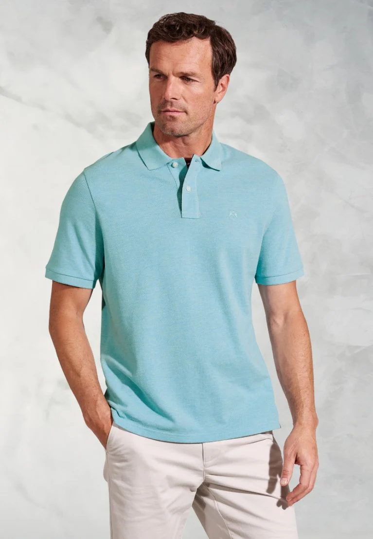 Firth Aqua Pure Cotton Piqué Polo Shirt - Image 2