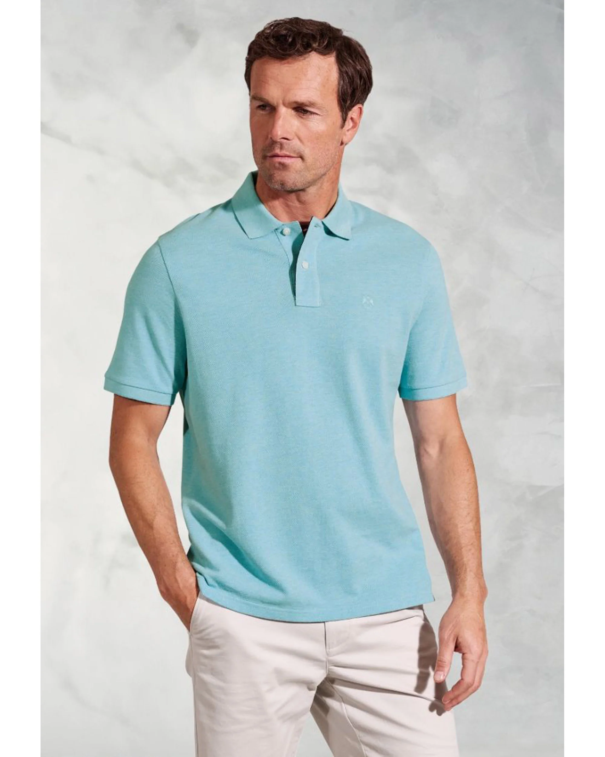 Firth Aqua Pure Cotton Piqué Polo Shirt - Image 7