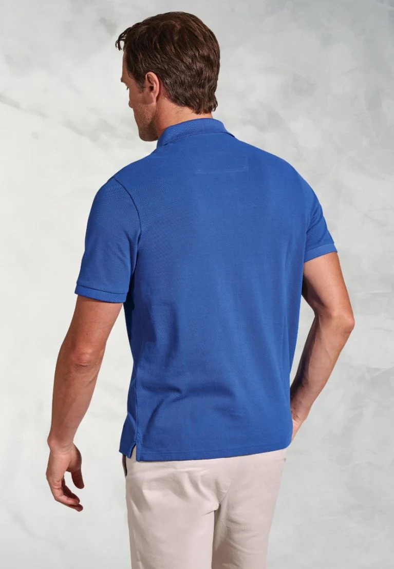 Firth Blue Pure Cotton Piqué Polo Shirt - Image 5
