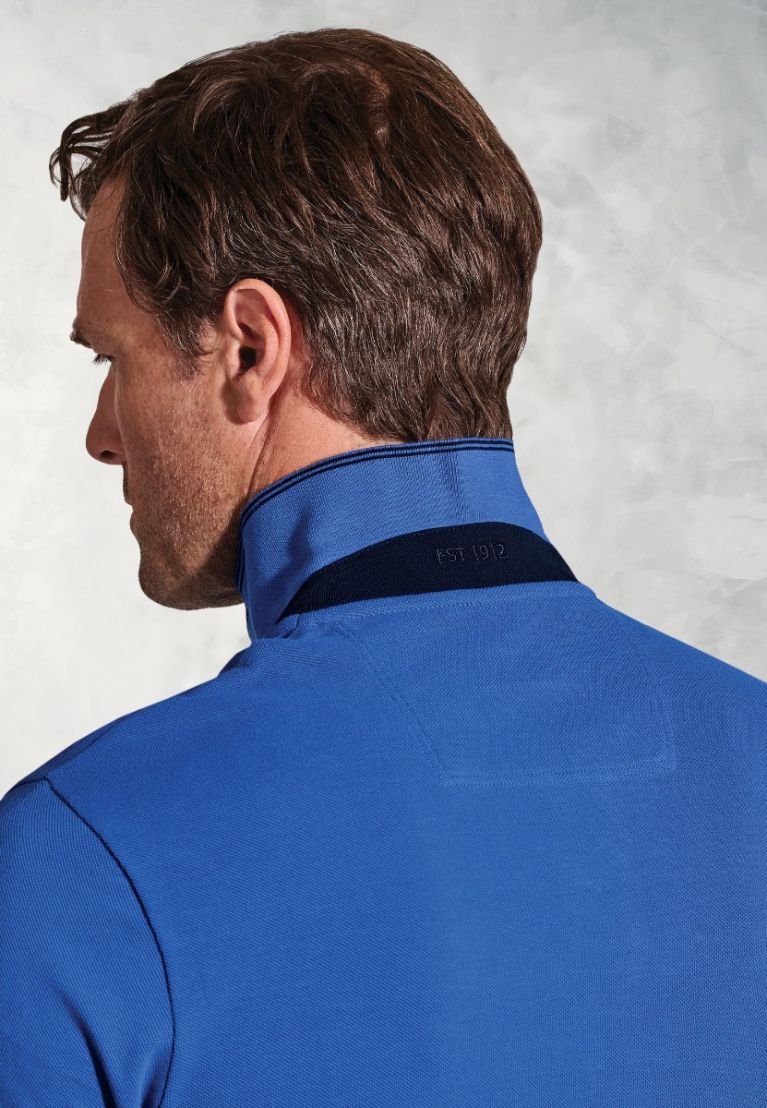 Firth Blue Pure Cotton Piqué Polo Shirt - Image 6