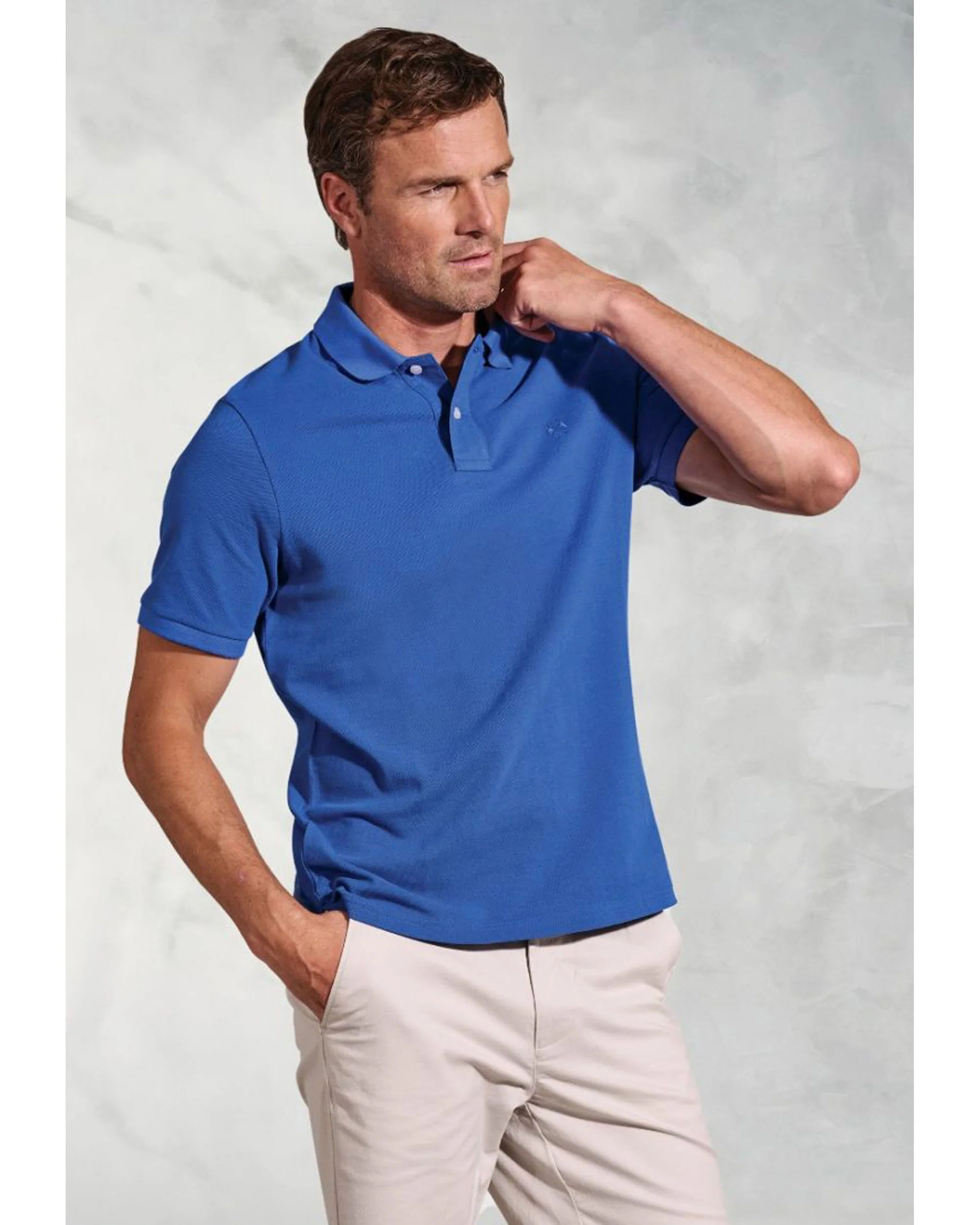 Firth Blue Pure Cotton Piqué Polo Shirt - Image 7