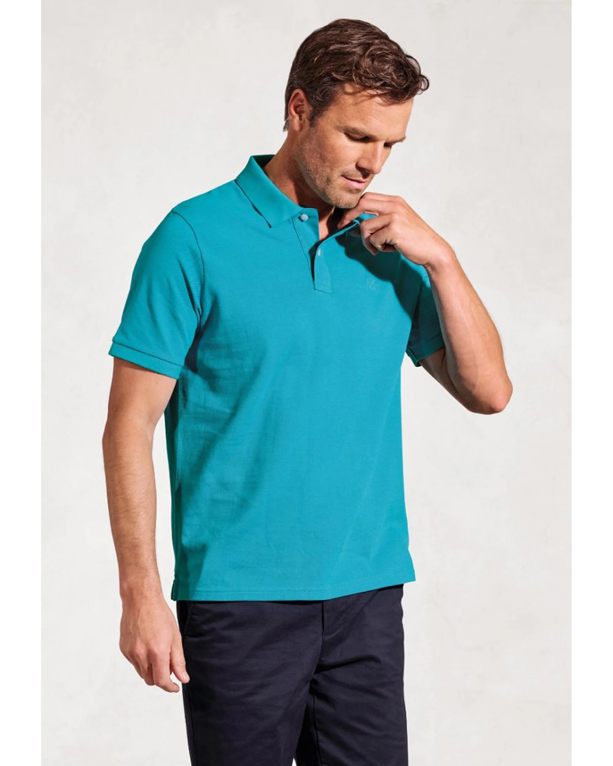 Firth Turquoise Pure Cotton Piqué Polo Shirt