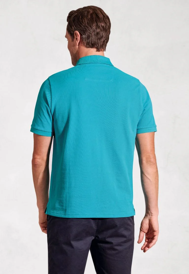 Firth Turquoise Pure Cotton Piqué Polo Shirt - Image 4