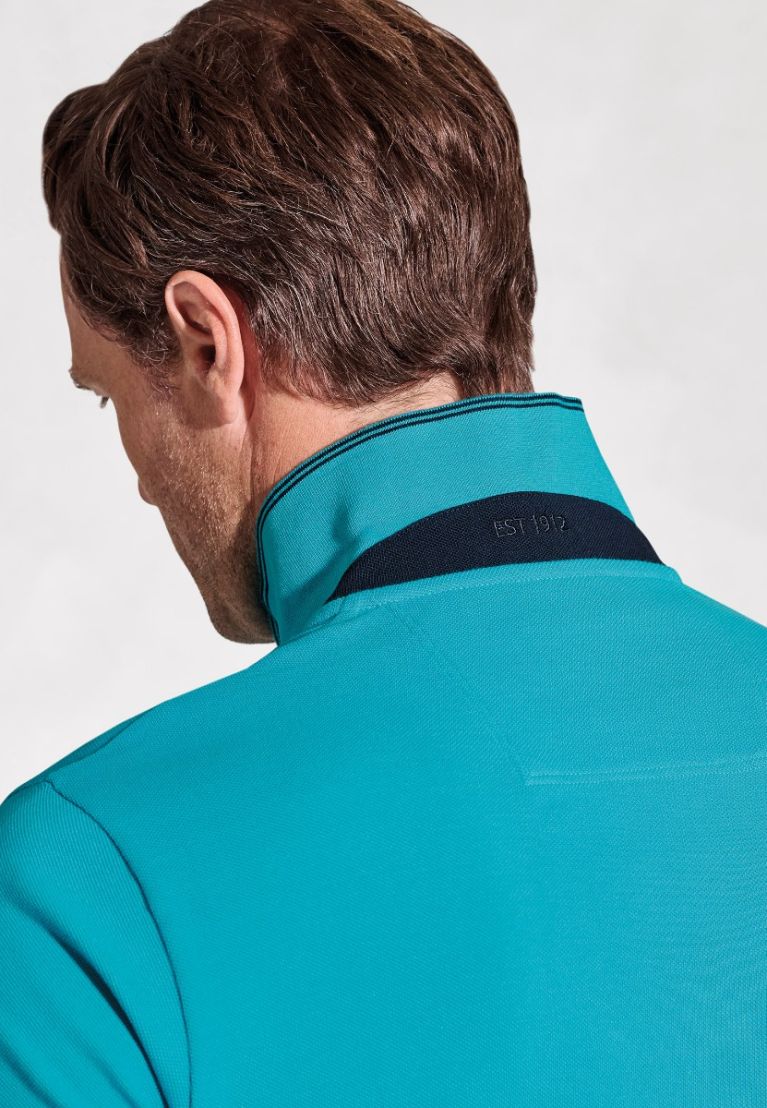 Firth Turquoise Pure Cotton Piqué Polo Shirt - Image 5