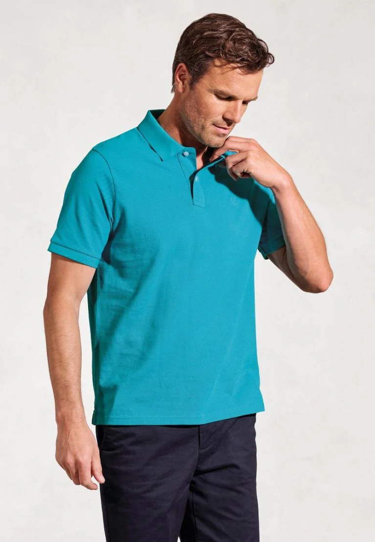 Firth Turquoise Pure Cotton Piqué Polo Shirt - Image 6