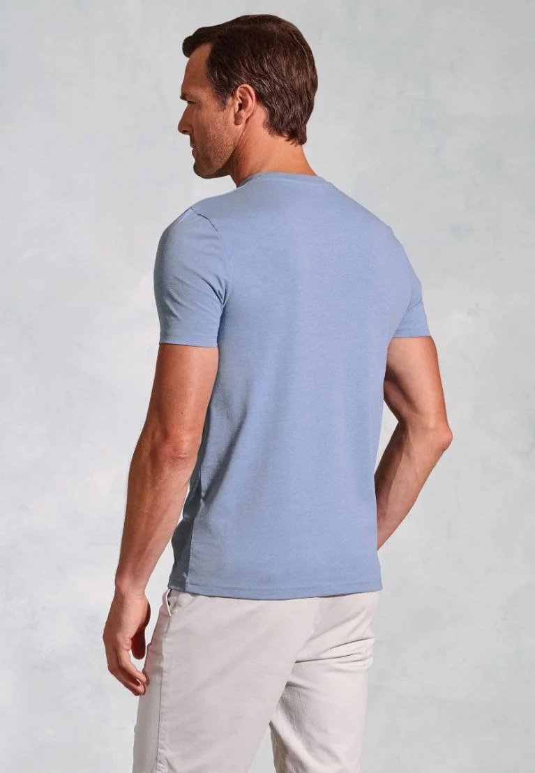 Hawkes Blue Marl Pure Cotton Jersey T-Shirt - Image 3