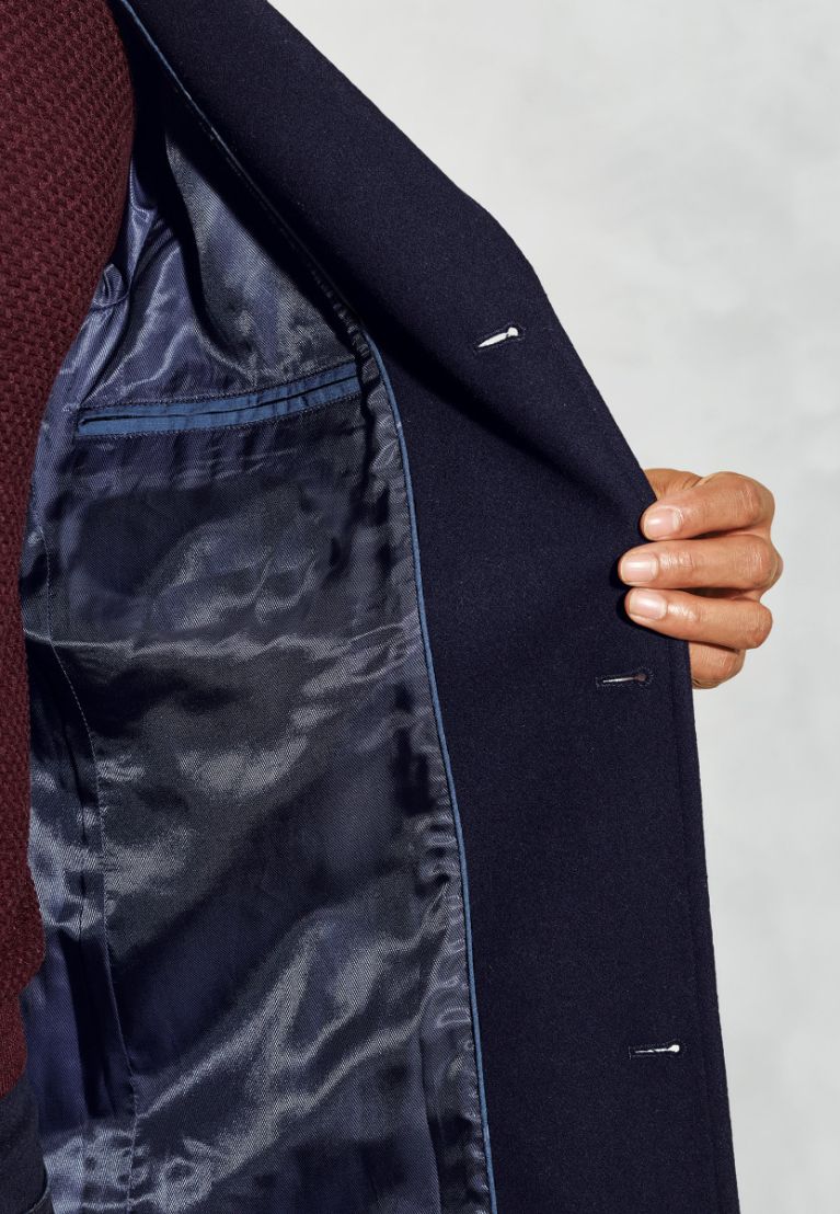 Hutchinson Navy Wool Blend Shortie Overcoat - Image 3