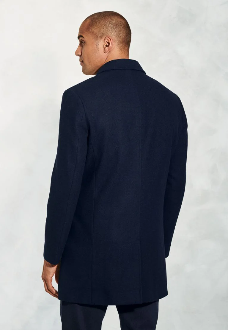 Hutchinson Navy Wool Blend Shortie Overcoat - Image 7