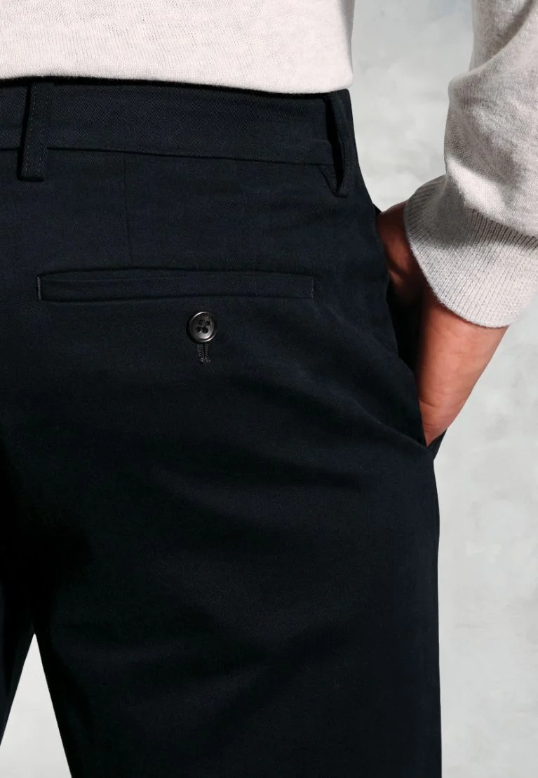 Regular Fit Bolt Navy Italian Fine Twill Stretch Cotton Chinos - Image 2
